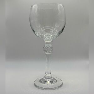 (4) THOMAS Corda Red Wine Glass Vtg Marked Glasses Bar Goblet Swirl Twist Stem